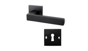 Mooi Deurbeslag Deurklink Nova mat zwart met vierkante sleutelrozetten Mooi Deurbeslag Deurklink Nova mat zwart met vierkante sleutelrozetten