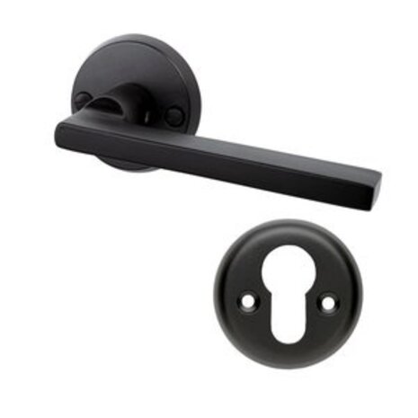 Mooi Deurbeslag Deurklink Vita mat zwart met ronde cilinderrozetten Rosa Mooi Deurbeslag Deurklink Vita mat zwart met ronde cilinderrozetten Rosa