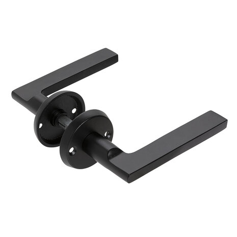 Mooi Deurbeslag Deurklink Vita mat zwart met ronde cilinderrozetten Rosa Mooi Deurbeslag Deurklink Vita mat zwart met ronde cilinderrozetten Rosa