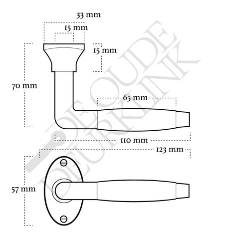 De Oude Deurklink Retro Deurklink Klassiek in mat nikkel met ovale rozetten