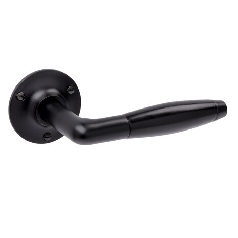 De Oude Deurklink Retro Deurklink Klassiek mat zwart met ronde rozetten De Oude Deurklink Retro Deurklink Klassiek mat zwart met ronde rozetten