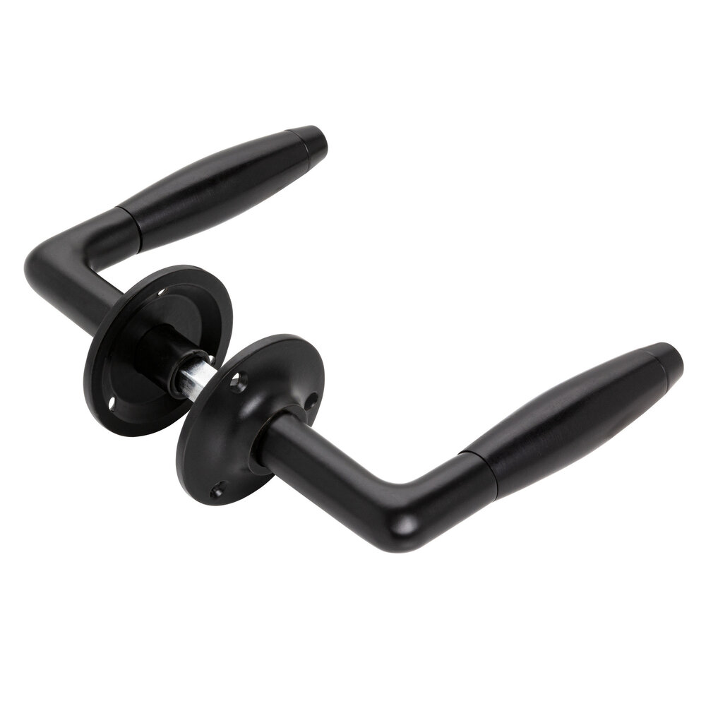 De Oude Deurklink Retro Deurklink Klassiek mat zwart met ronde rozetten De Oude Deurklink Retro Deurklink Klassiek mat zwart met ronde rozetten