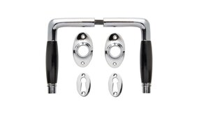 De Oude Deurklink Deurklink set - Deco glanzend nikkel met ovale sleutelrozetten De Oude Deurklink Deurklink set - Deco glanzend nikkel met ovale sleutelrozetten