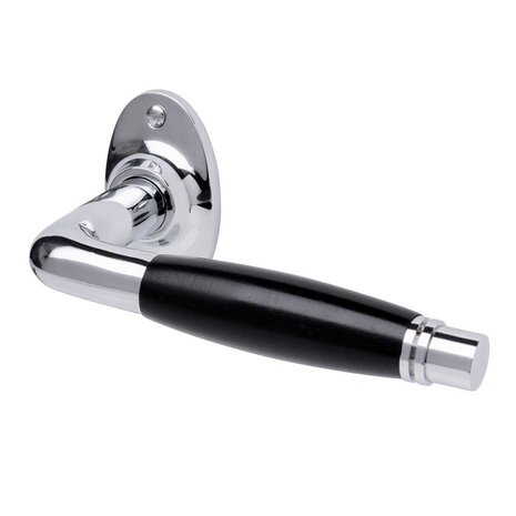 De Oude Deurklink Deurklink set - Deco glanzend nikkel met ovale sleutelrozetten