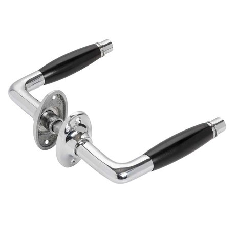 De Oude Deurklink Deurklink set - Deco glanzend nikkel met ovale sleutelrozetten