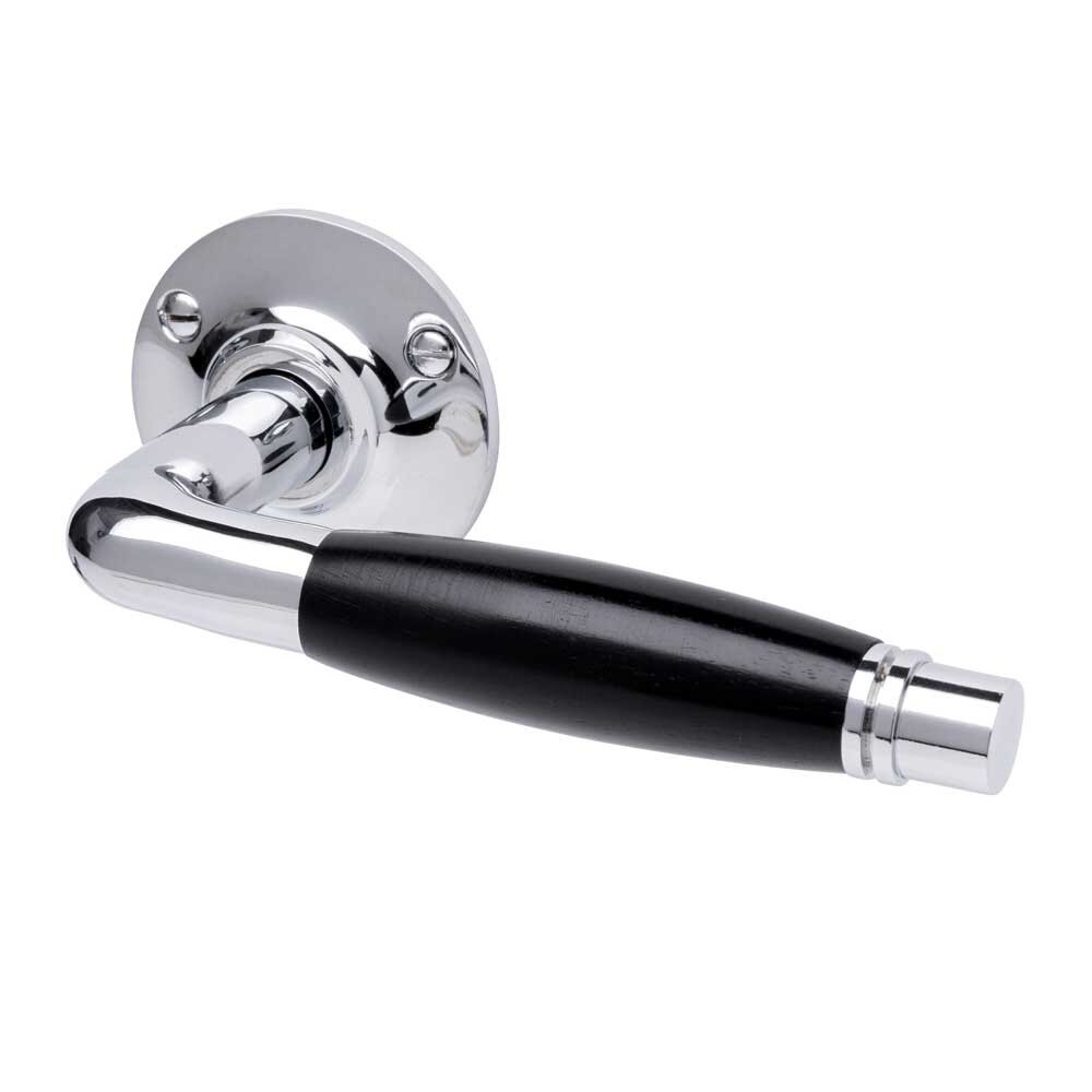 De Oude Deurklink Deurklink set - Deco glanzend nikkel met ronde sleutelrozetten