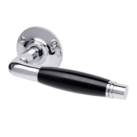 De Oude Deurklink Deurklink set - Deco glanzend nikkel met ronde sleutelrozetten