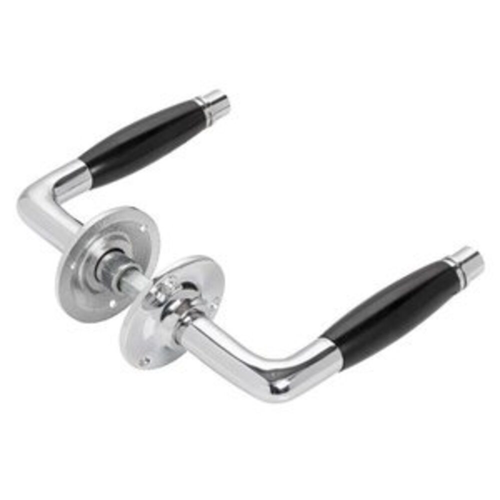 De Oude Deurklink Deurklink set - Deco glanzend nikkel met ronde sleutelrozetten