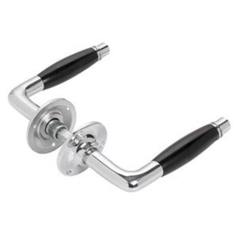 De Oude Deurklink Deurklink set - Deco glanzend nikkel met ronde sleutelrozetten