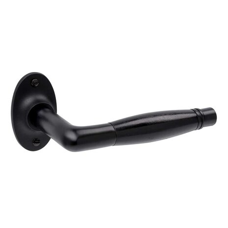 De Oude Deurklink Deurklink set - Deco mat zwart met ovale sleutelrozetten