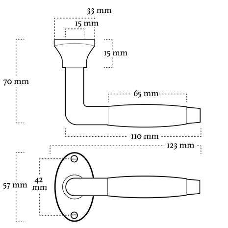 De Oude Deurklink Deurklink set - Deco mat zwart met ovale sleutelrozetten