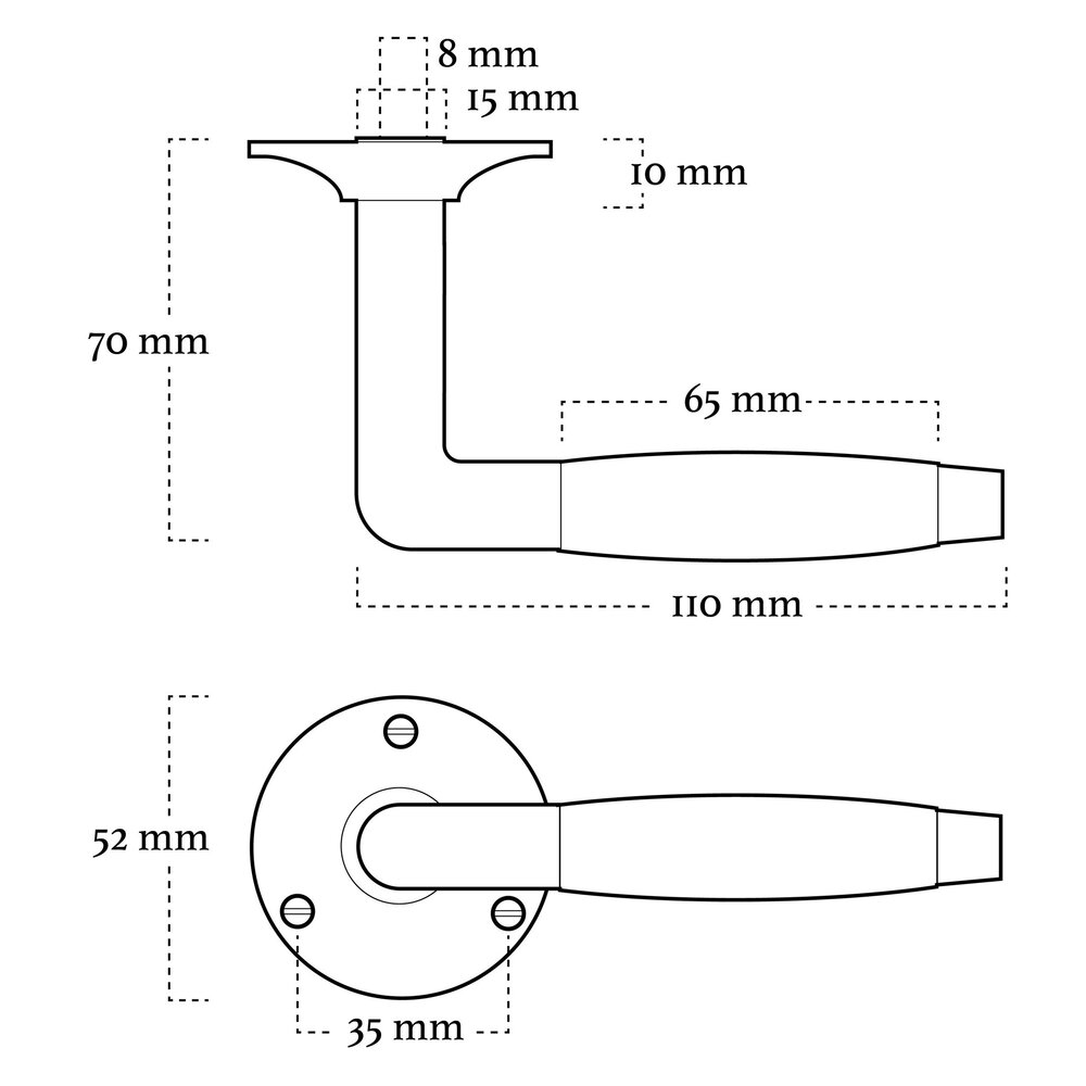 De Oude Deurklink Deurklink set - Deco mat zwart met ronde sleutelrozetten