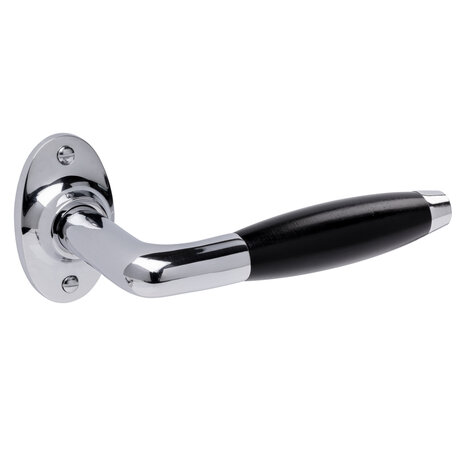 De Oude Deurklink Deurklink set - Klassiek glanzend nikkel met ovale rozetten en ovale sleutelrozetten