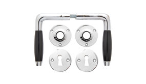 De Oude Deurklink Deurklink set - Klassiek glanzend nikkel met ronde sleutelrozetten De Oude Deurklink Deurklink set - Klassiek glanzend nikkel met ronde sleutelrozetten