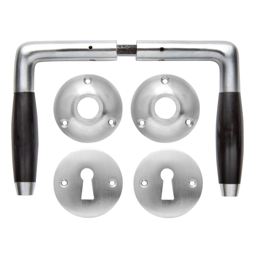 De Oude Deurklink Deurklink set - Klassiek mat geborsteld nikkel met ronde sleutelrozetten