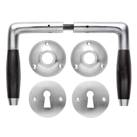 De Oude Deurklink Deurklink set - Klassiek mat geborsteld nikkel met ronde sleutelrozetten