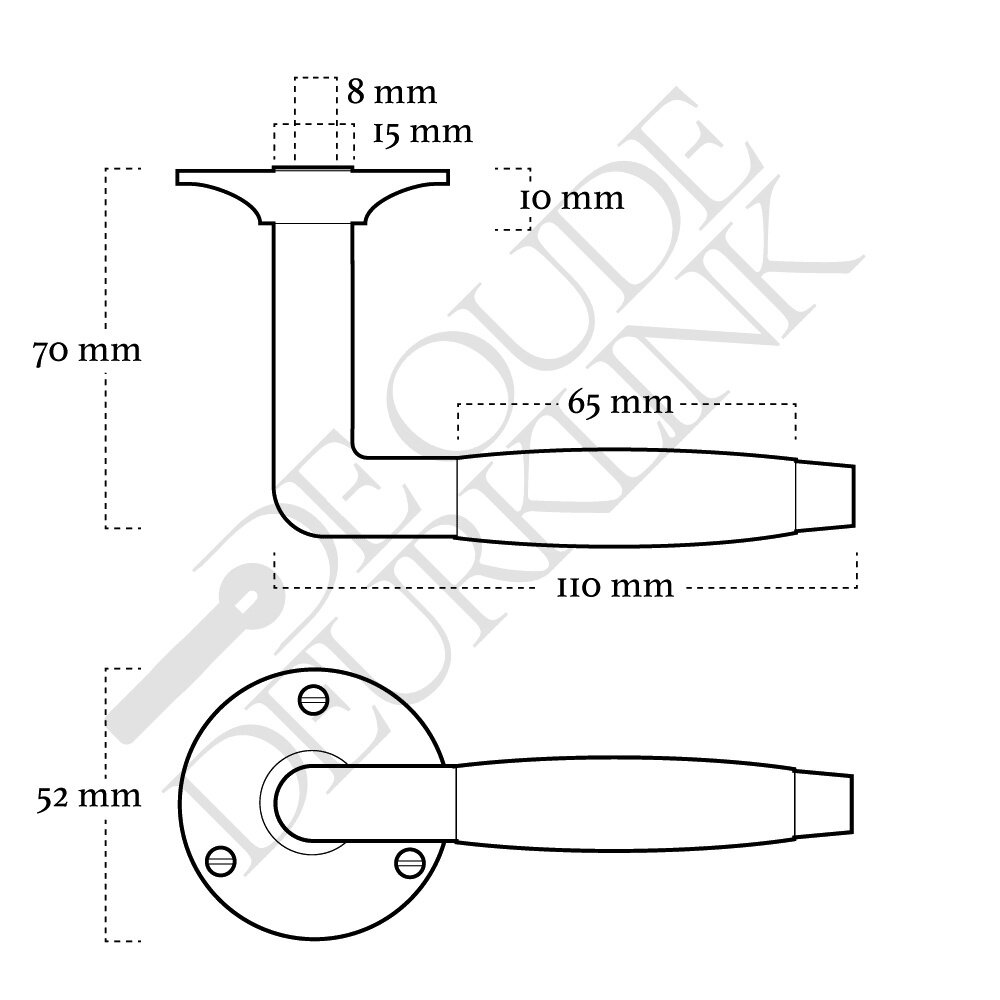 De Oude Deurklink Deurklink set - Klassiek mat geborsteld nikkel met ronde sleutelrozetten