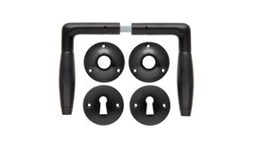 De Oude Deurklink Deurklink set - Klassiek mat zwart met ronde sleutelrozetten De Oude Deurklink Deurklink set - Klassiek mat zwart met ronde sleutelrozetten