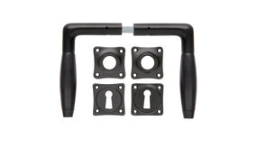 De Oude Deurklink Deurklink set - Klassiek mat zwart met vierkante sleutelrozetten