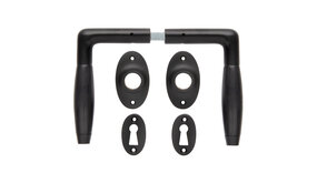 De Oude Deurklink Deurklink set - Klassiek mat zwart, ovaal rozet en ovaal sleutel rozet De Oude Deurklink Deurklink set - Klassiek mat zwart, ovaal rozet en ovaal sleutel rozet