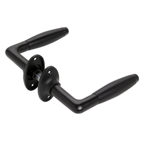 De Oude Deurklink Deurklink set - Klassiek mat zwart, ovaal rozet en ovaal sleutel rozet