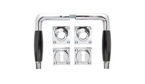 De Oude Deurklink Deurklink set Deco glans nikkel met vierkante sleutelrozetten