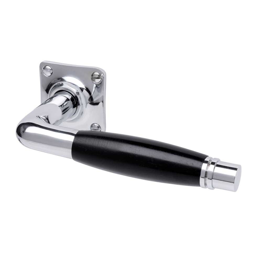 De Oude Deurklink Deurklink set Deco glans nikkel met vierkante sleutelrozetten