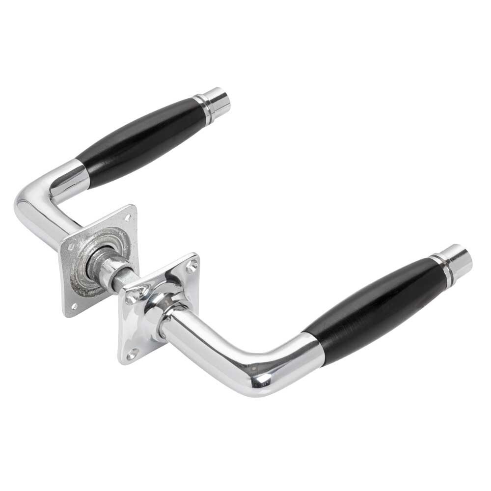 De Oude Deurklink Deurklink set Deco glans nikkel met vierkante sleutelrozetten