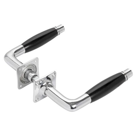 De Oude Deurklink Deurklink set Deco glans nikkel met vierkante sleutelrozetten