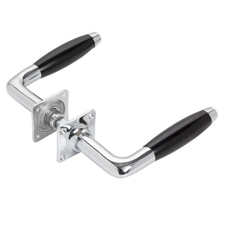 De Oude Deurklink Deurklink set Klassiek glans nikkel met vierkante sleutelrozetten