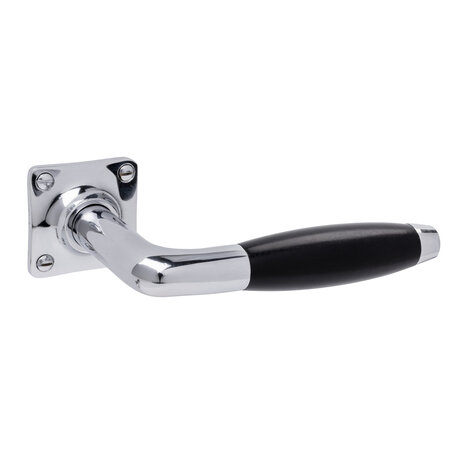 De Oude Deurklink Deurklink set Klassiek glans nikkel met vierkante sleutelrozetten