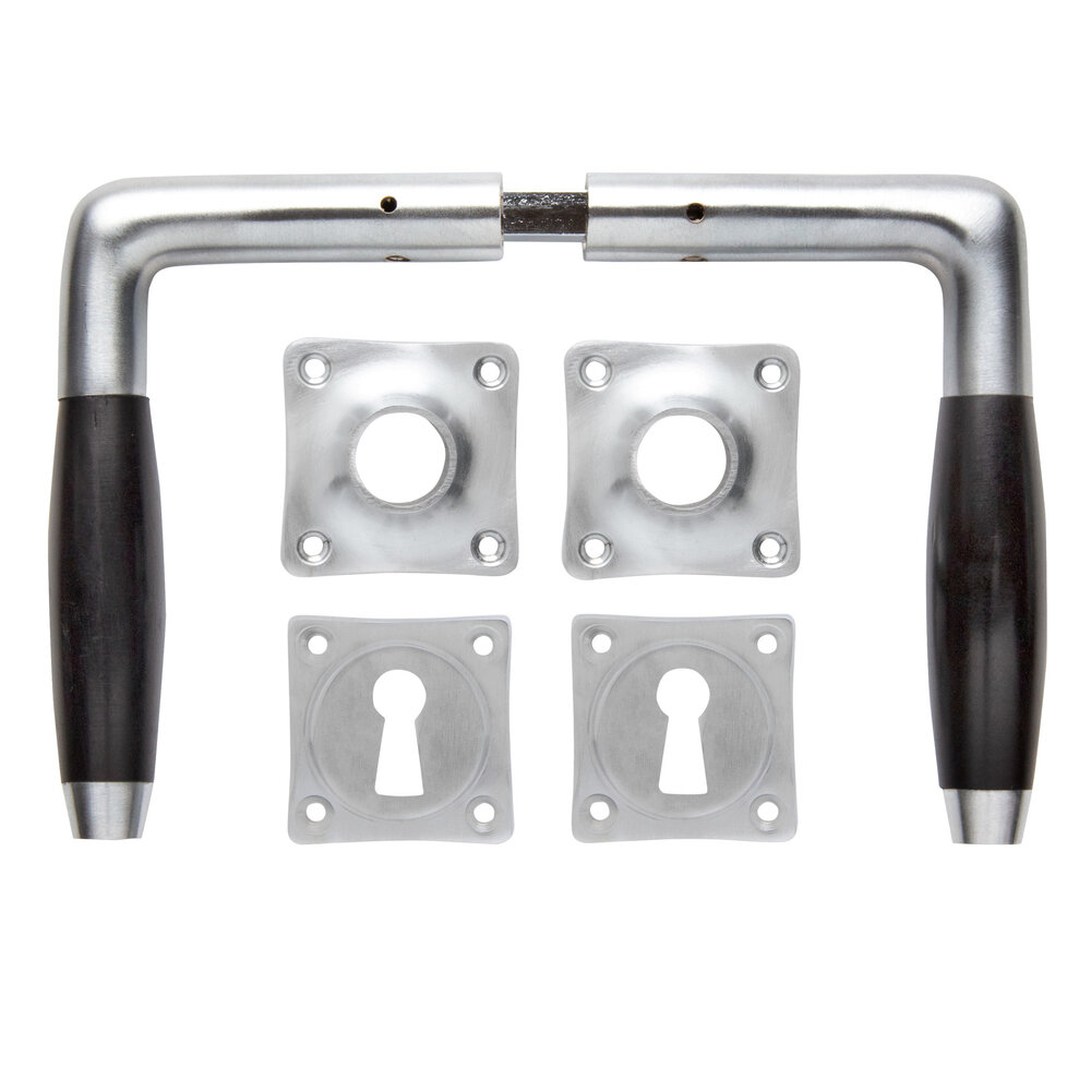 De Oude Deurklink Deurklink set Klassiek mat nikkel met vierkante sleutelrozetten