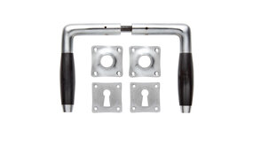 De Oude Deurklink Deurklink set Klassiek mat nikkel met vierkante sleutelrozetten De Oude Deurklink Deurklink set Klassiek mat nikkel met vierkante sleutelrozetten