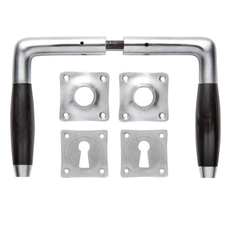 De Oude Deurklink Deurklink set Klassiek mat nikkel met vierkante sleutelrozetten