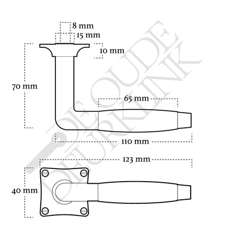 De Oude Deurklink Deurklink set Klassiek mat nikkel met vierkante sleutelrozetten
