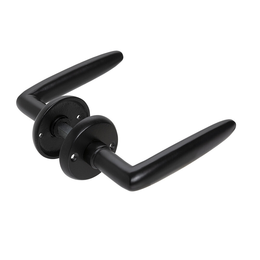 Mooi Deurbeslag Deurklink Suave mat zwart en ronde rozetten Mooi Deurbeslag Deurklink Suave mat zwart en ronde rozetten