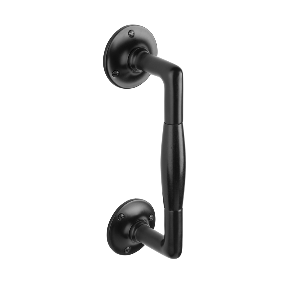 De Oude Deurklink Handgreep 195mm ronde rozetten - mat zwart De Oude Deurklink Handgreep 195mm ronde rozetten - mat zwart