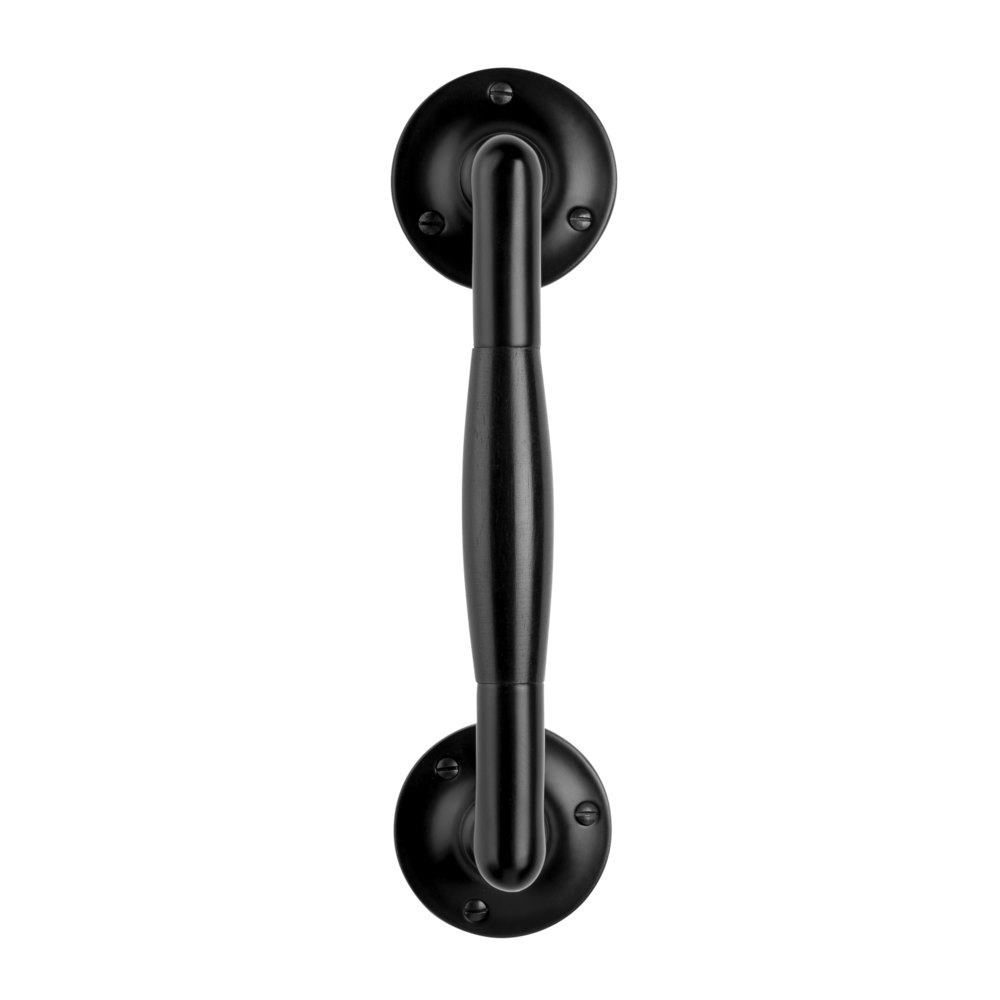 De Oude Deurklink Handgreep 195mm ronde rozetten - mat zwart De Oude Deurklink Handgreep 195mm ronde rozetten - mat zwart