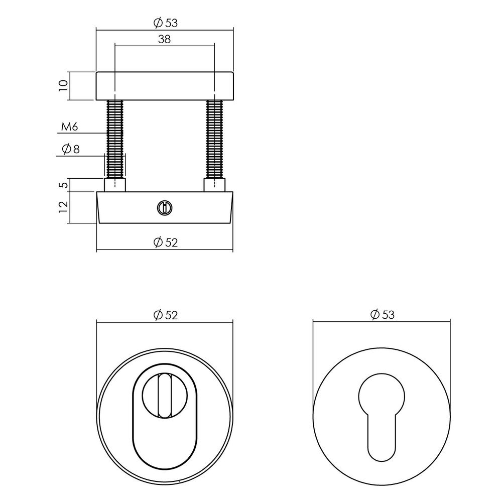 Intersteel Basis voordeurset veiligheidsbeslag skg3 rond rvs zwart met kerntrekbeveiliging