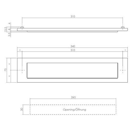Intersteel Brievenbus met klep / regenrand van rvs in mat zwart Intersteel Brievenbus met klep / regenrand van rvs in mat zwart