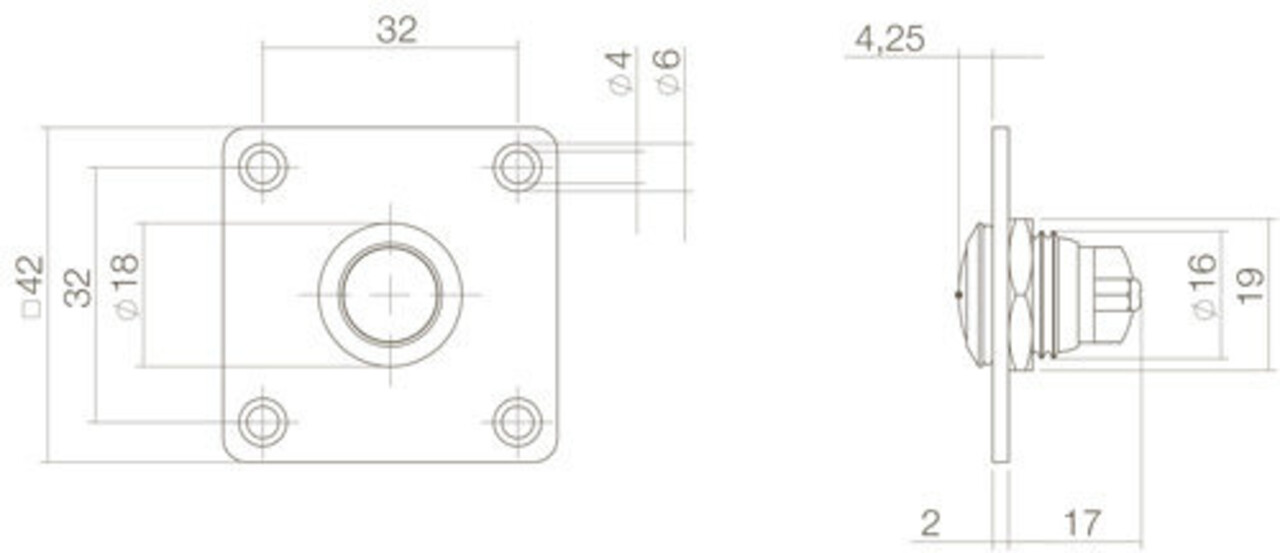 Intersteel Deurbel vierkant mat zwart met rvs