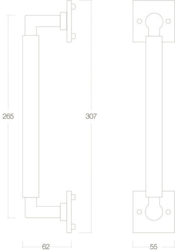Intersteel Deurgreep bau-stil 307 mm messing gelakt