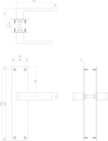 Intersteel Deurklink Amsterdam schild zwart blind