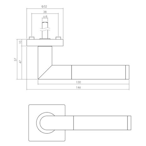 Intersteel Deurklink Bastian op rozet 55x55x10 mm zwart