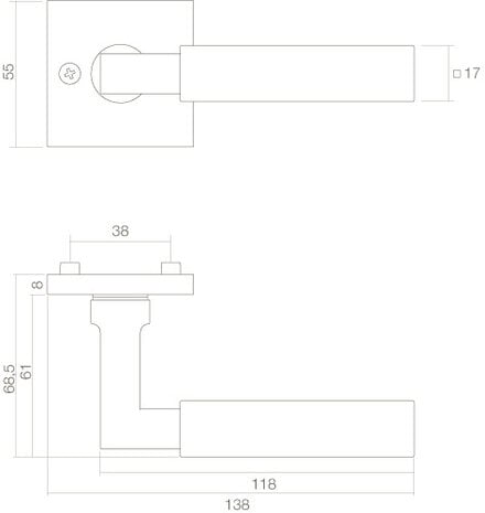 Intersteel Deurklink Bau-Stil vierkant rozet chroom/mat zwart