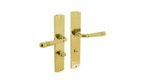 Intersteel Deurklink emily op schild 235x45x8 mm met wc63/8 mm messing gelakt