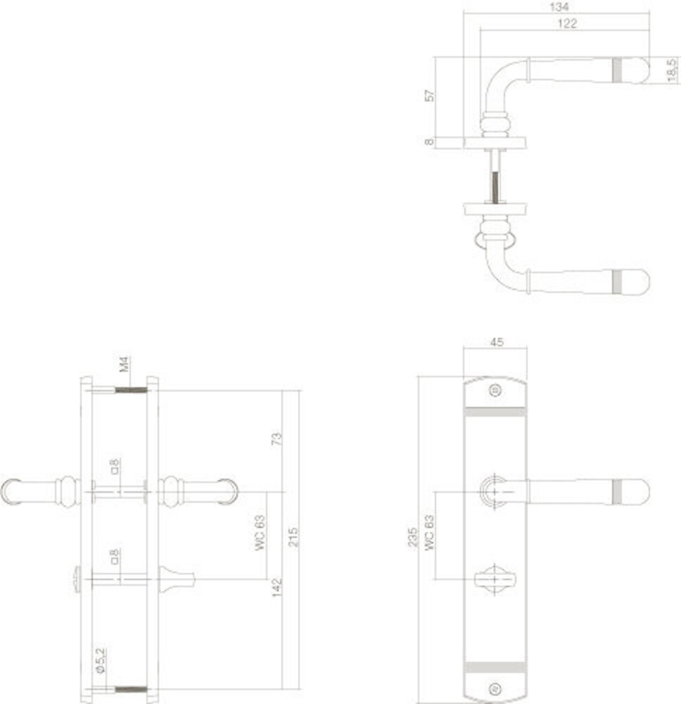 Intersteel Deurklink emily op schild 235x45x8 mm met wc63/8 mm messing gelakt Intersteel Deurklink emily op schild 235x45x8 mm met wc63/8 mm messing gelakt