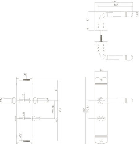 Intersteel Deurklink emily op schild 235x45x8 mm met wc63/8 mm messing gelakt Intersteel Deurklink emily op schild 235x45x8 mm met wc63/8 mm messing gelakt