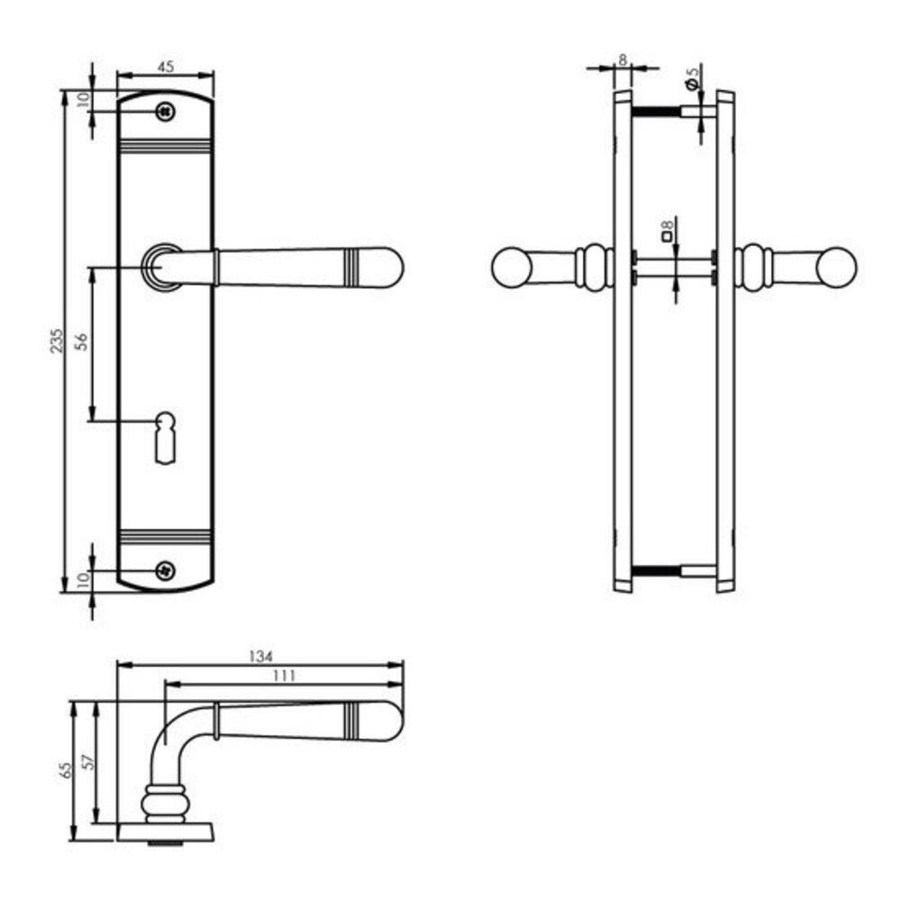 Intersteel Deurklink emily op schild sleutelgat 56 mm messing gelakt