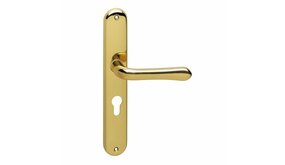 Intersteel Deurklink Saturnus op schild profielcilindergat 55 mm messing gelakt Intersteel Deurklink Saturnus op schild profielcilindergat 55 mm messing gelakt